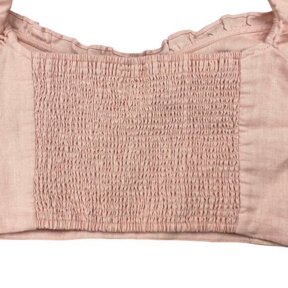 WILFRED Aritzia Wander 100% Linen Puff Sleeve Blouse Sz Large - Picture 7 of 7